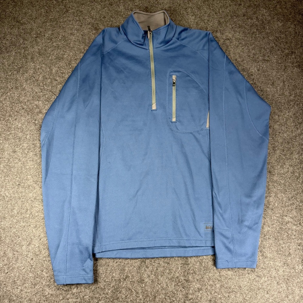 REI Co-op Mens Blue Polyester 1/4 Zip Long Sleeve Pullover Athletic Shirt